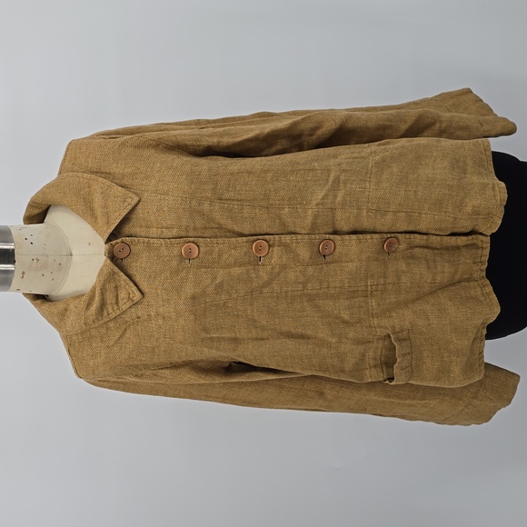 Flax Linen Button Down Blouse Yellowish Women's Size S - Picture 1 of 9